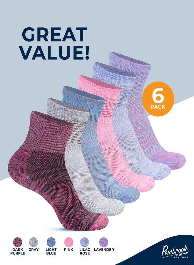 Pembrook Ankle Diabetic Socks for Women and Men | 6 Pairs | Wide Calf and Ankle Neuropathy Socks for Women | Moisture Wicking | SpaceDye - Image 5